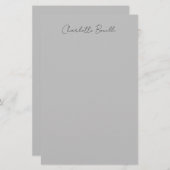 Minimalistischer handgeschriebener Skriptname Grau Briefpapier (Vorne/Hinten)