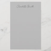 Minimalistischer handgeschriebener Skriptname Grau Briefpapier (Vorderseite)