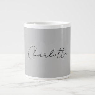 Minimalistischer handgeschriebener Skriptname Grau Jumbo-Tasse