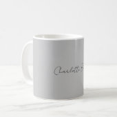 Minimalistischer handgeschriebener Skriptname Grau Kaffeetasse (Vorderseite Links)