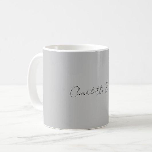 Minimalistischer handgeschriebener Skriptname Grau Kaffeetasse (Vorderseite Links)