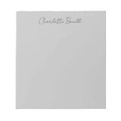 Minimalistischer handgeschriebener Skriptname Grau Notizblock (Vorderseite)