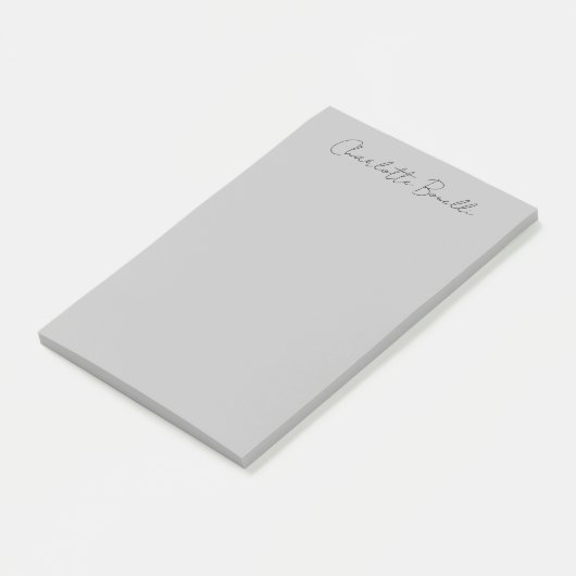 Minimalistischer handgeschriebener Skriptname Grau Post-it Klebezettel (angewinkelt)