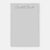Minimalistischer handgeschriebener Skriptname Grau Post-it Klebezettel (Vorderseite)