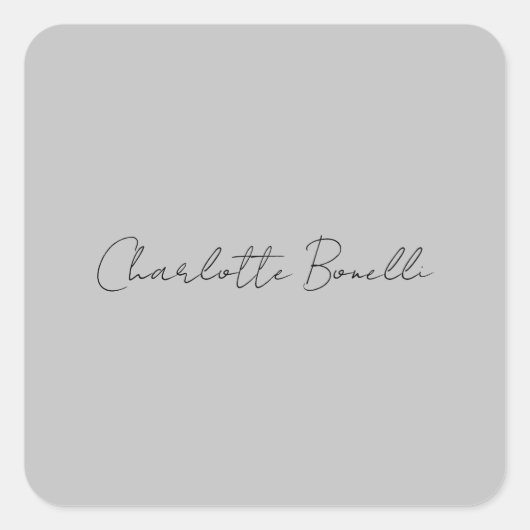 Minimalistischer handgeschriebener Skriptname Grau Quadratischer Aufkleber (Vorderseite)