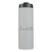 Minimalistischer handgeschriebener Skriptname Grau Thermosbecher (Vorderseite)