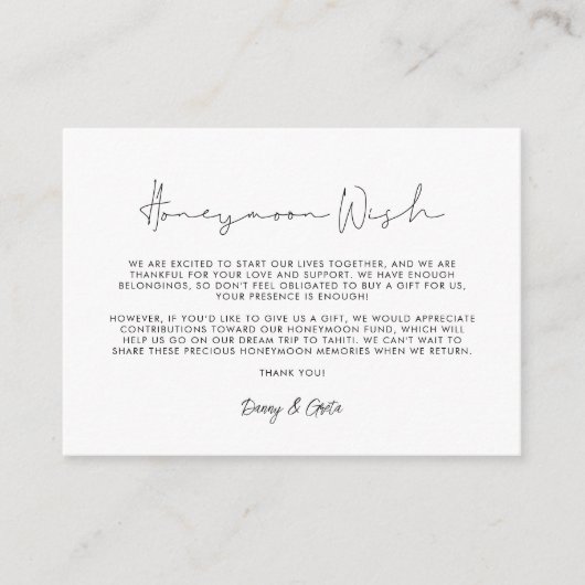 Minimalistischer handgeschriebener Wunsch von Flit Begleitkarte (Vorderseite)