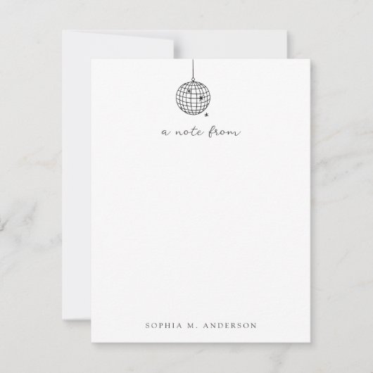 Minimalistischer, handGezeichnet Diskothek | Monog Mitteilungskarte (Vorderseite)