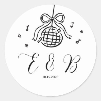 Minimalistischer handgezeichneter Bogen Disco-Part Runder Aufkleber