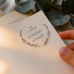 Minimalistischer handgezeichneter Kranz Ex Libris Gummistempel