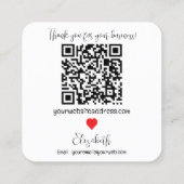 Minimalistischer Handling mit QR-Code für Lieben Quadratische Visitenkarte (Rückseite)