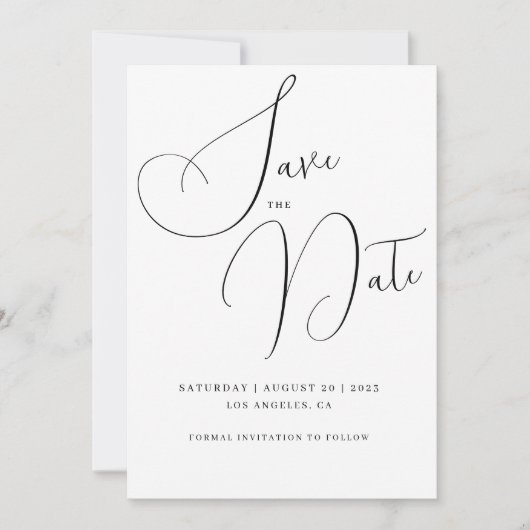 Minimalistischer Handskripttext und Foto Save the Einladung (Vorderseite)