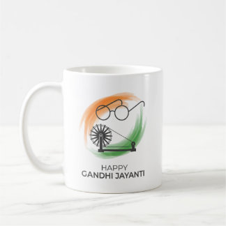 Minimalistischer Happy Gandhi Jayanti Kaffeebecher Kaffeetasse