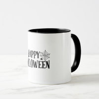 Minimalistischer Happy Halloween Spinnennetz Kaffe
