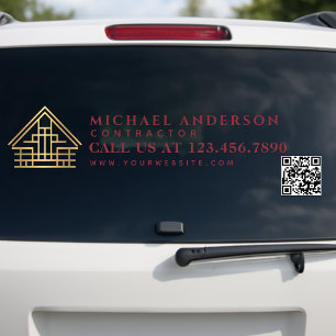 Minimalistischer Hausbau Konstruktion Auto LKW QR Fensteraufkleber
