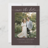 Minimalistischer Herbst Brauner Erdiger Skript Fot Save The Date (Vorderseite)