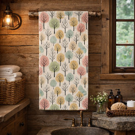 Minimalistischer Herbstbaum Muster Pastellwald Badhandtuch Set