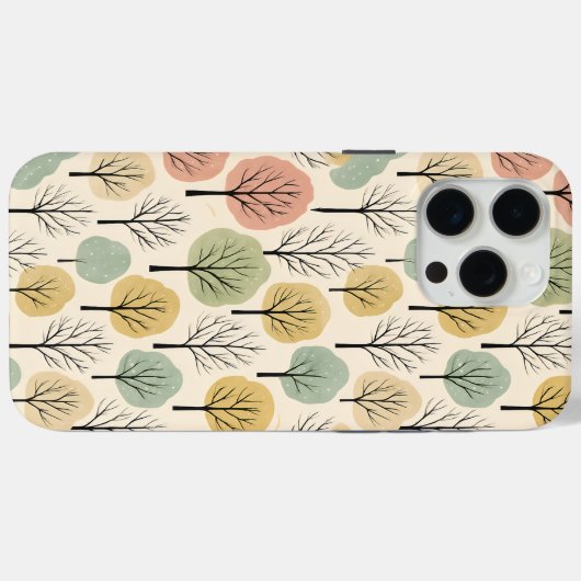 Minimalistischer Herbstbaum Muster Pastellwald Case-Mate iPhone Hülle (Rückseite (Horizontal))