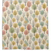 Minimalistischer Herbstbaum Muster Pastellwald Duschvorhang (Vorderseite)