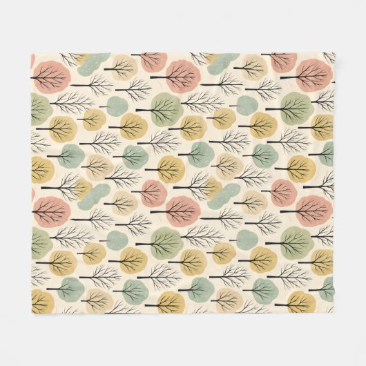 Minimalistischer Herbstbaum Muster Pastellwald Fleecedecke (Vorderseite (Horizontal))