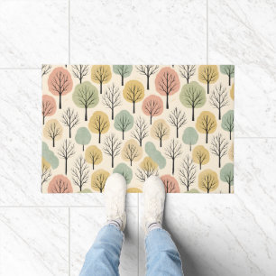 Minimalistischer Herbstbaum Muster Pastellwald Fußmatte