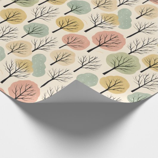 Minimalistischer Herbstbaum Muster Pastellwald Geschenkpapier (Ecke)