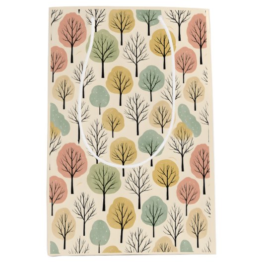 Minimalistischer Herbstbaum Muster Pastellwald Mittlere Geschenktüte (Vorderseite)