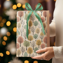 Minimalistischer Herbstbaum Muster Pastellwald