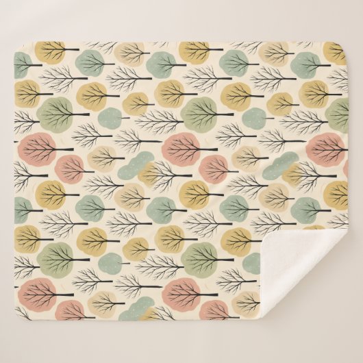 Minimalistischer Herbstbaum Muster Pastellwald Sherpadecke (Vorderseite (Horizontal))