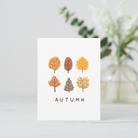 Minimalistischer Herbstbaum Postkarte (Stehend Vorderseite)