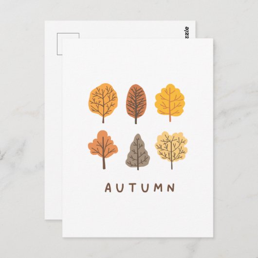 Minimalistischer Herbstbaum Postkarte (Vorne/Hinten)