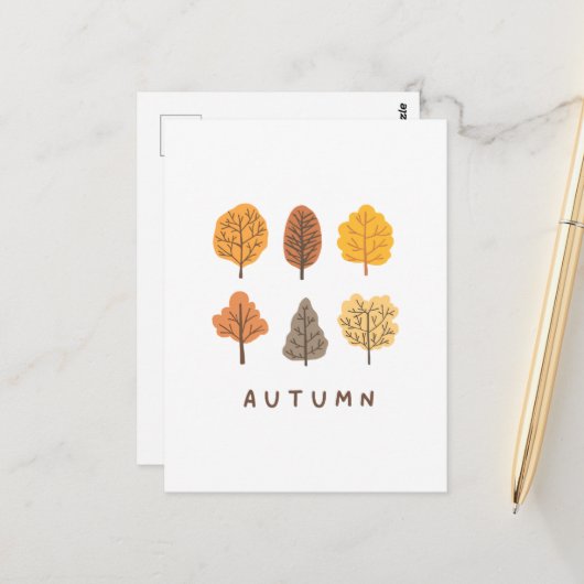 Minimalistischer Herbstbaum Postkarte (Vorderseite/Rückseite Beispiel)
