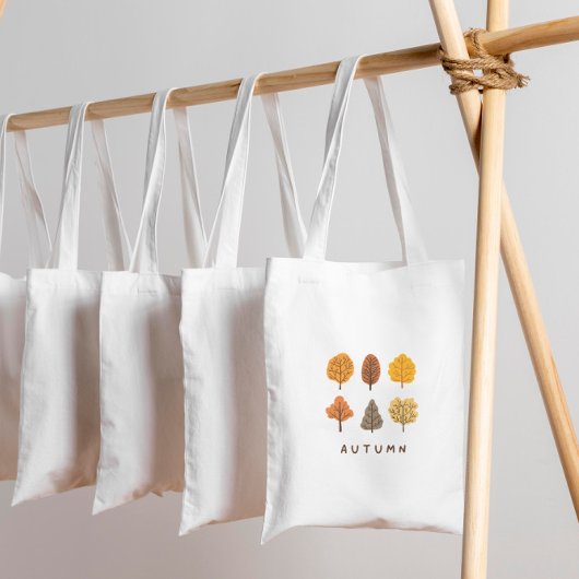 Minimalistischer Herbstbaum und Pumpkin Tragetasche
