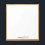 Minimalistischer Herbstdruckpapier Notizblock<br><div class="desc">Elegant modern minimalist typography name design in autumn gold and burgundy,  simple and stylish. great professional personalized stationery. See all the matching piets in collection</div>