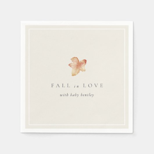 Minimalistischer Herbstleaf "Fall in Liebe" Kinder Serviette (Vorderseite)