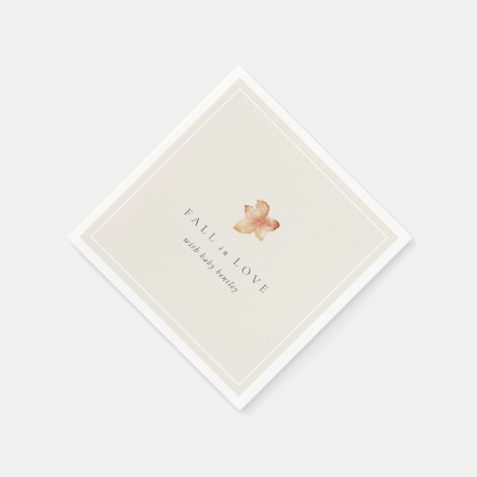 Minimalistischer Herbstleaf "Fall in Liebe" Kinder Serviette (Ecke)