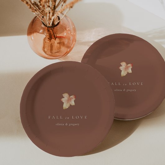 Minimalistischer Herbstleaf "Fall in Liebe" Person Pappteller