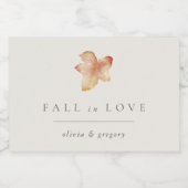 Minimalistischer Herbstleaf "Fall in Liebe" Person Schaumweinetikett (Einzelnes Label)