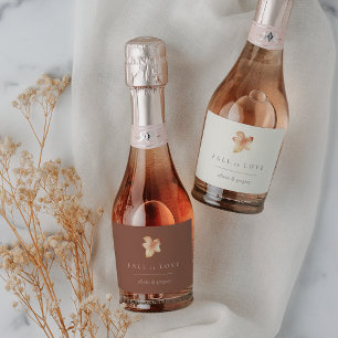 Minimalistischer Herbstleaf "Fall in Liebe" Person Schaumweinetikett