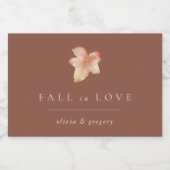 Minimalistischer Herbstleaf "Fall in Liebe" Person Schaumweinetikett (Einzelnes Label)