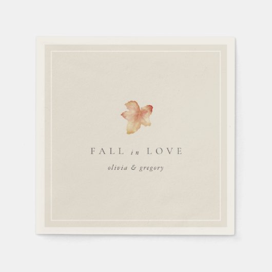 Minimalistischer Herbstleaf "Fall in Liebe" Person Serviette (Vorderseite)