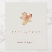 Minimalistischer Herbstleaf "Fall in Liebe" Person Weinetikett (Einzelnes Label)