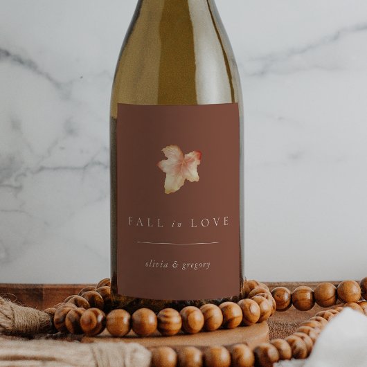 Minimalistischer Herbstleaf "Fall in Liebe" Person Weinetikett
