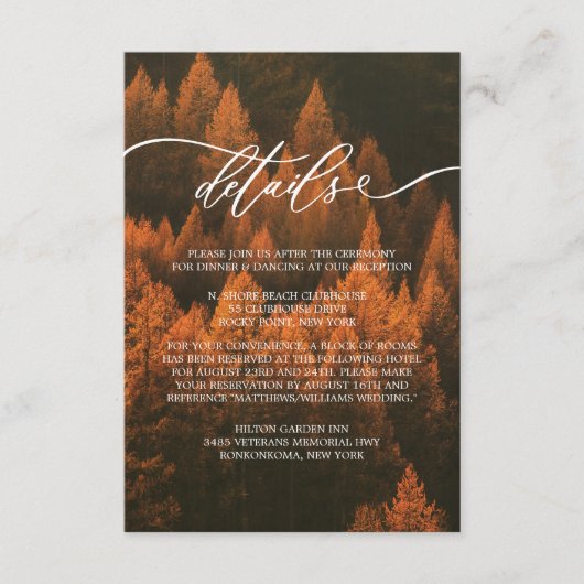 Minimalistischer Herbstwald Begleitkarte (Vorderseite)