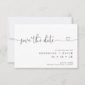 Minimalistischer Herz-Schriftart Hochzeit Speicher Einladung (Vorderseite)