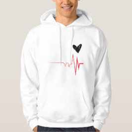 Minimalistischer Herzschlag & Herzdesign Hoodie T 