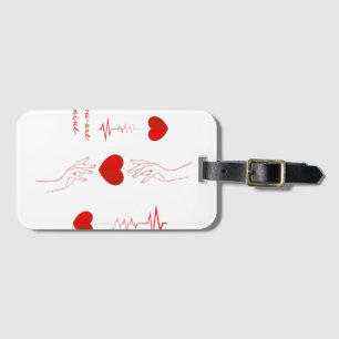 Minimalistischer Herzschlag und Hände Liebe Tasse  Gepäckanhänger