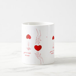 Minimalistischer Herzschlag und Hände Liebestasse  Kaffeetasse