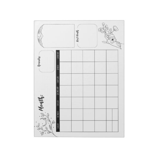 Minimalistischer Hexachy-Kalender-Editor Notizblock (Rotiert)