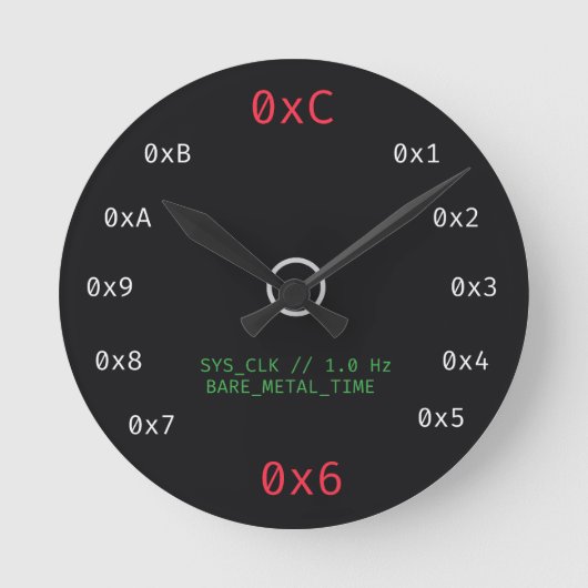 Minimalistischer Hexadezimalcode Dunkle Programmie Runde Wanduhr (Vorderseite)